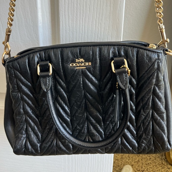Coach Handbags - Black quilted Coach purse with gold chain